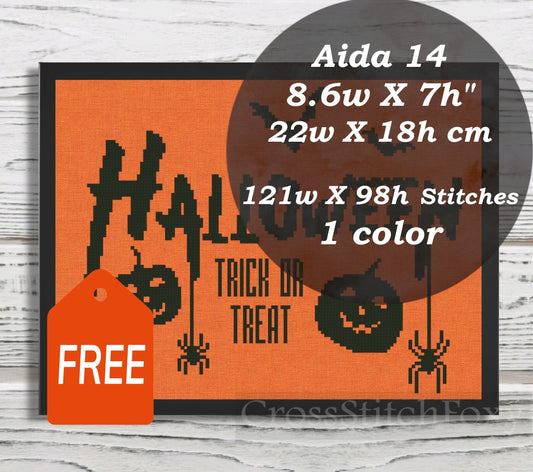 Trick Or Treat Halloween Spider cross stitch pattern
