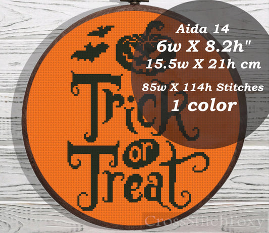 Trick Or Treat Pumpkin cross stitch pattern
