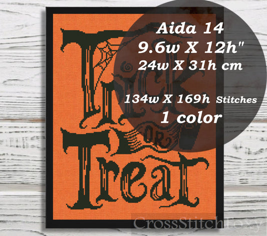 Trick or Treat spiderweb cross stitch pattern