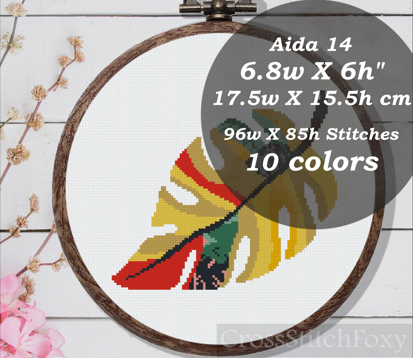 Tropical Plant Leaf Cross Stitch Pattern