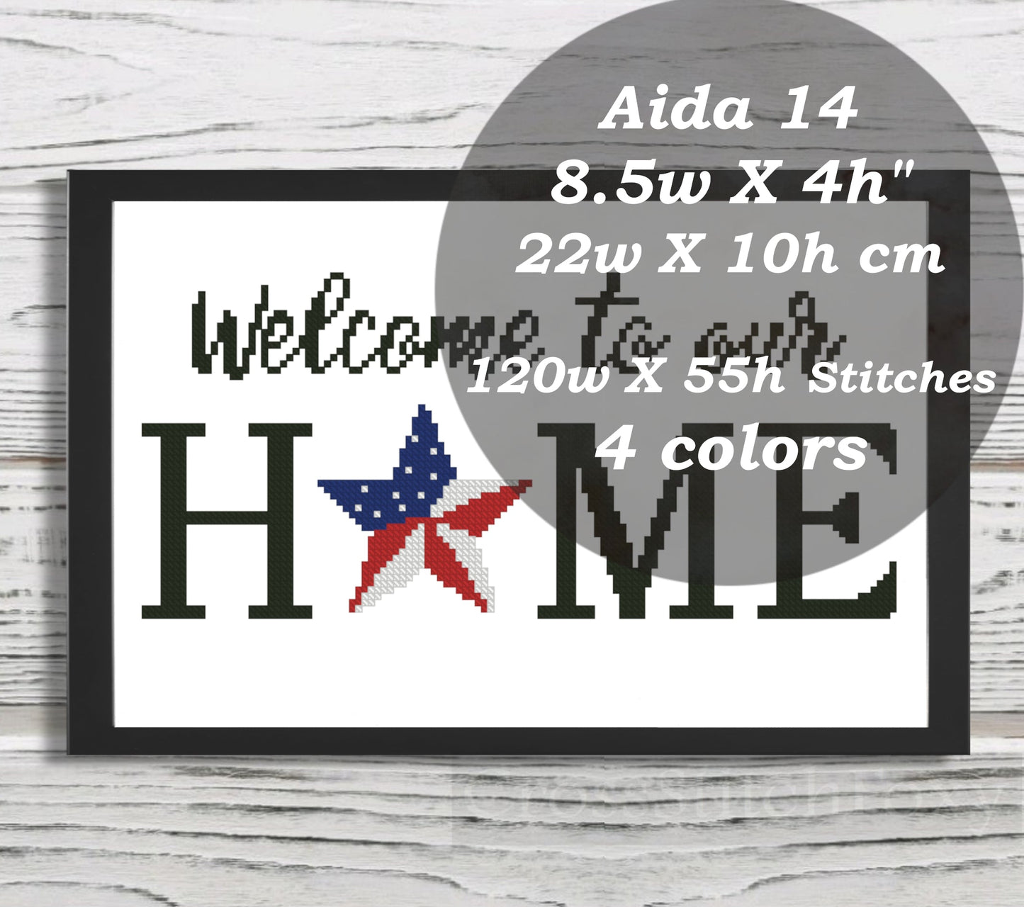 USA Patriotic Home Sign cross stitch pattern