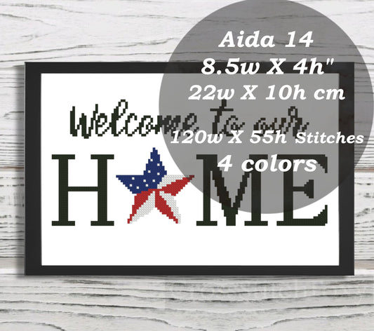 USA Patriotic Home Sign cross stitch pattern
