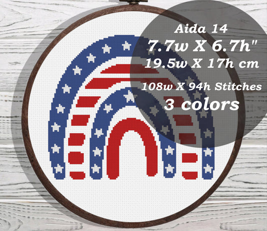 USA flag rainbow cross stitch pattern