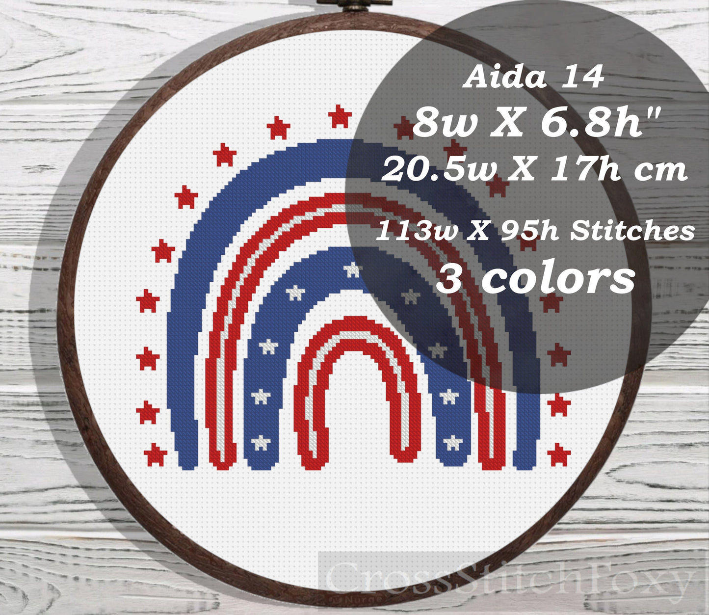 USA patriotic rainbow cross stitch pattern