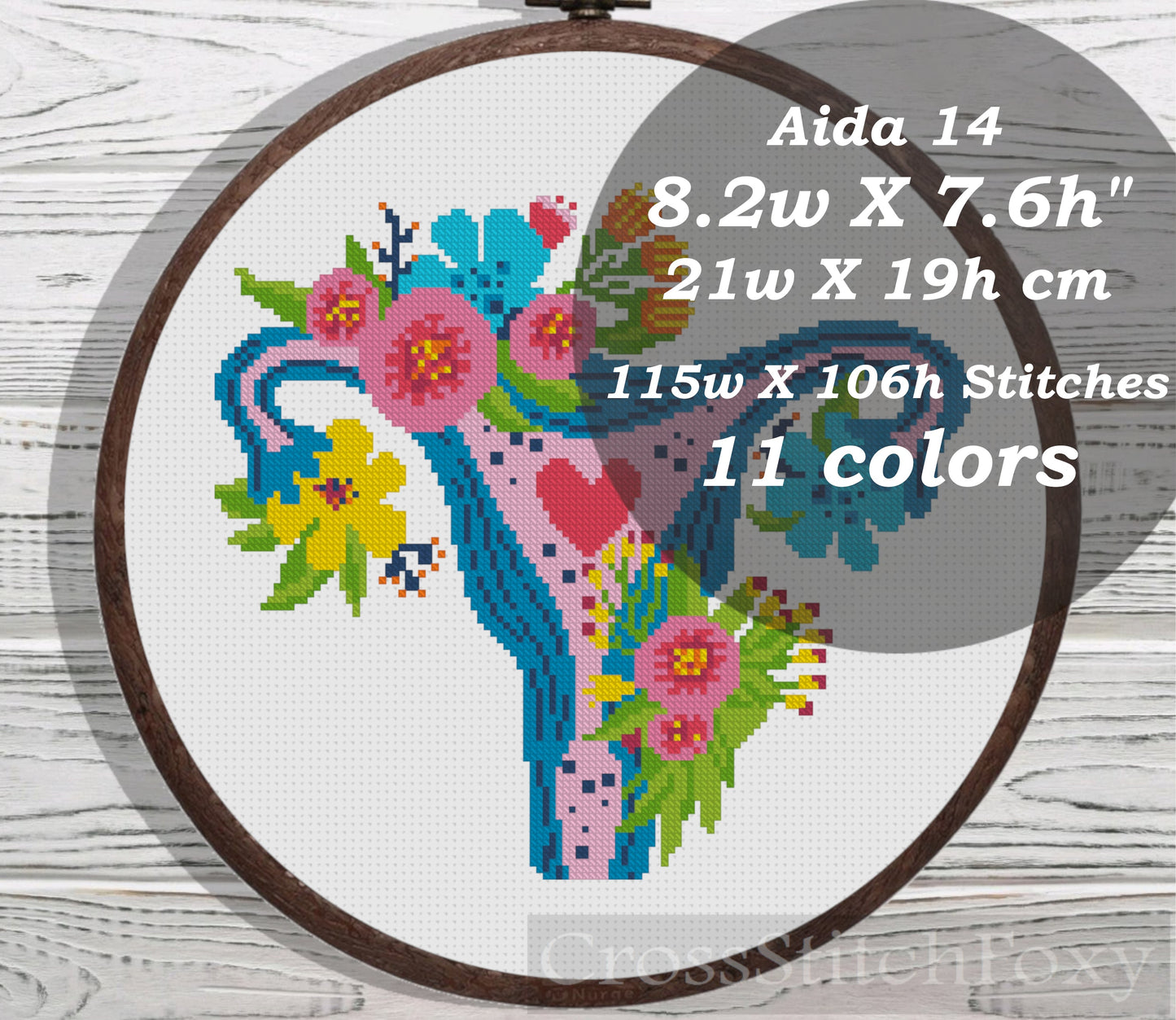 Uterus Floral cross stitch pattern