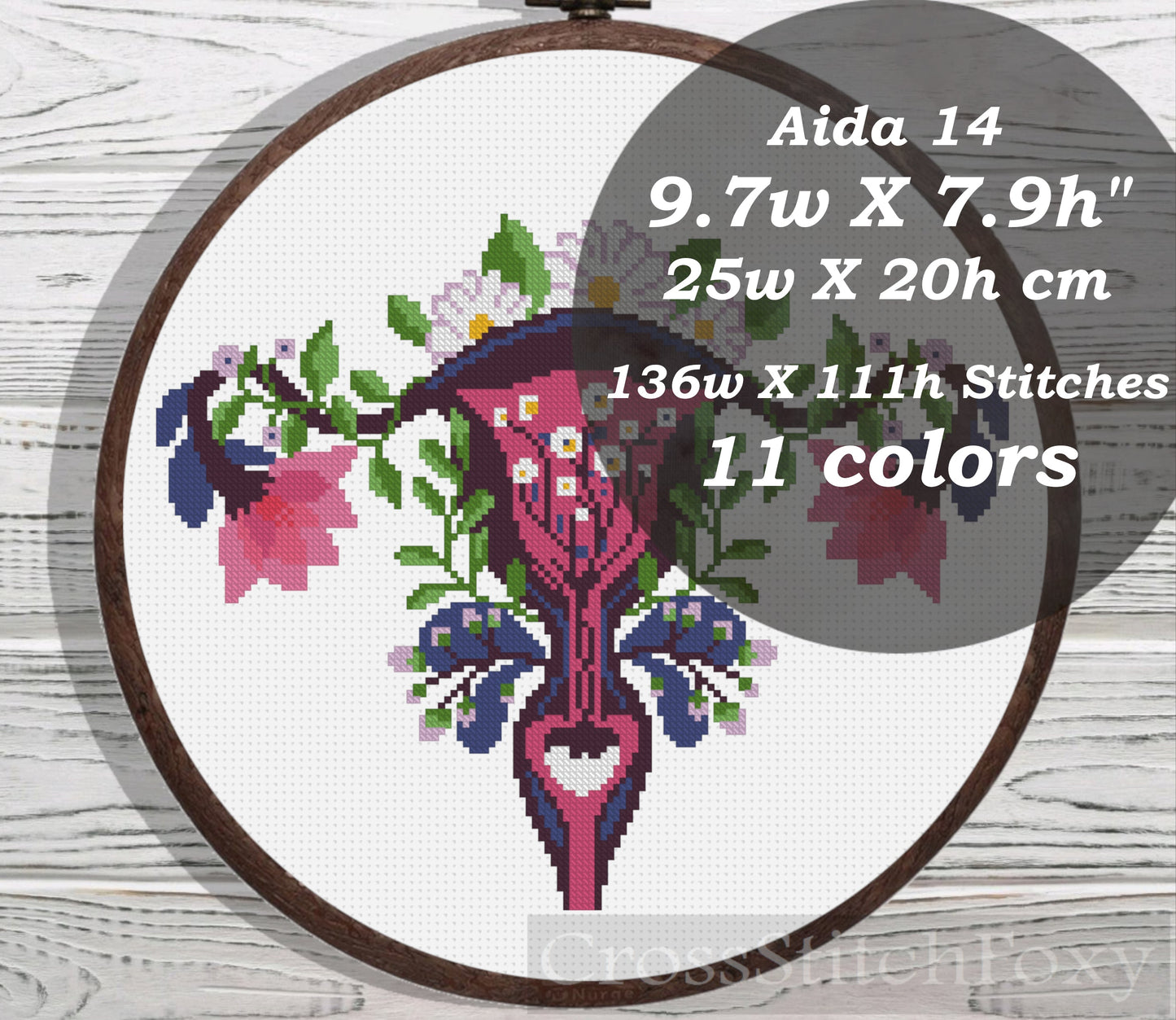 Uterus cross stitch pattern