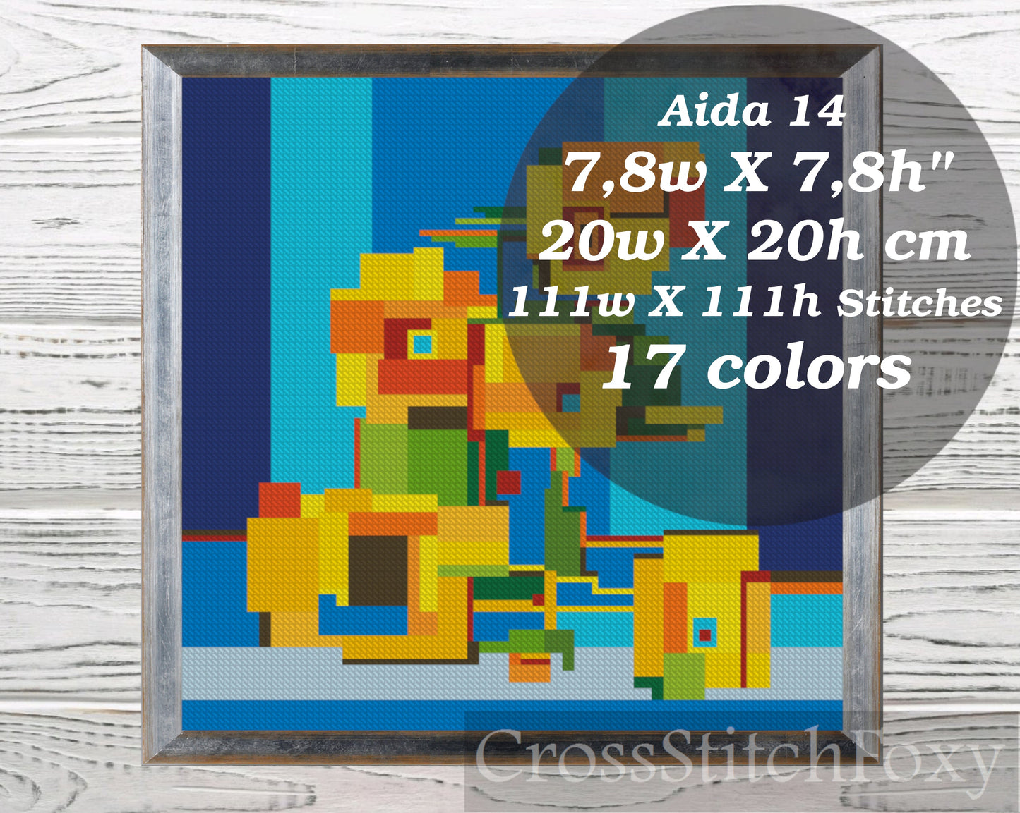 Van Gogh Six Sunflowers Abstract cross stitch pattern