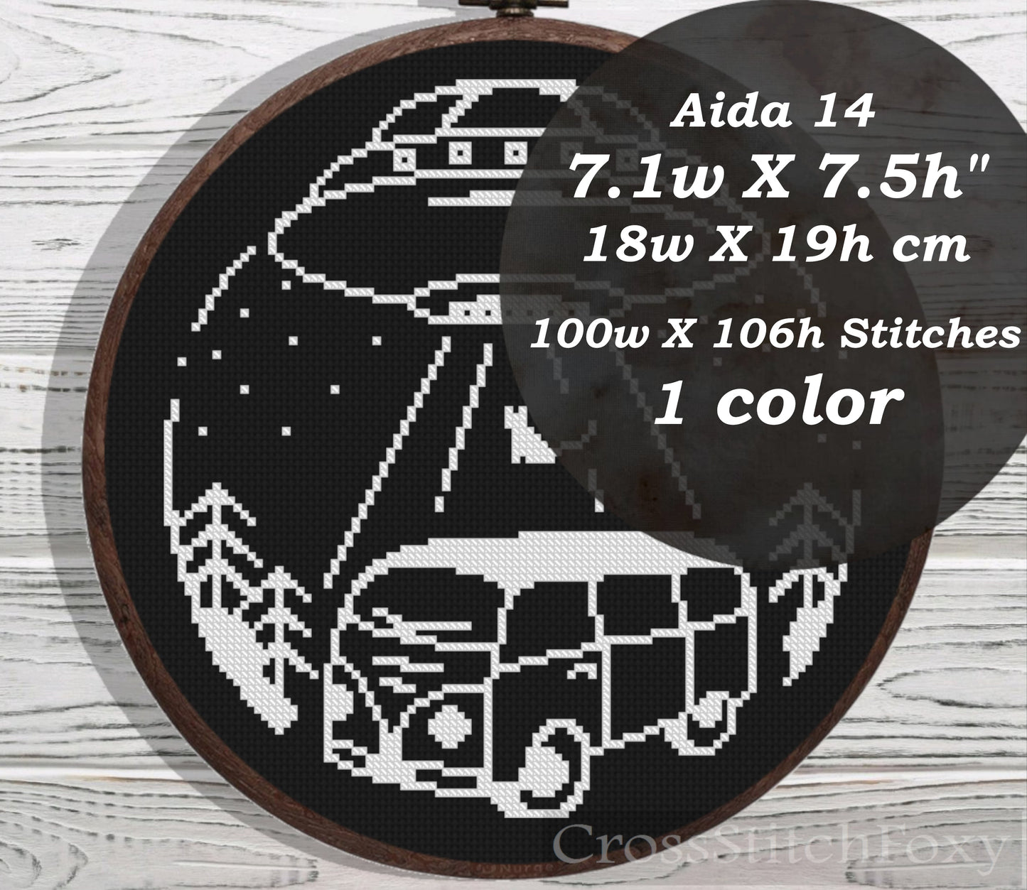 Van life alien abduction cross stitch pattern