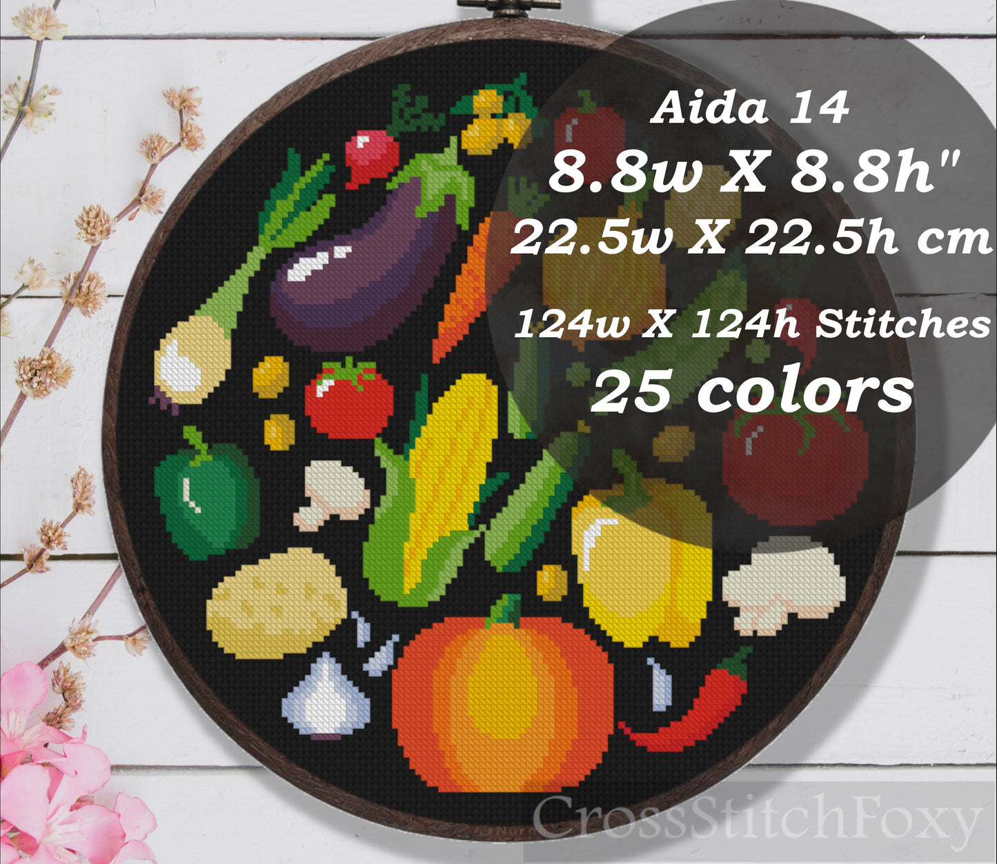 Vegetable food cross stitch pattern