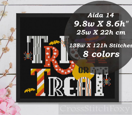 Vintage Happy Halloween Lettering Cross Stitch Pattern PDF