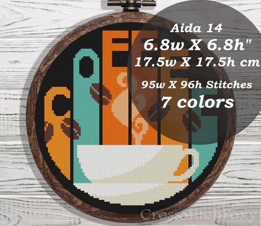 Vintage coffee cross stitch pattern