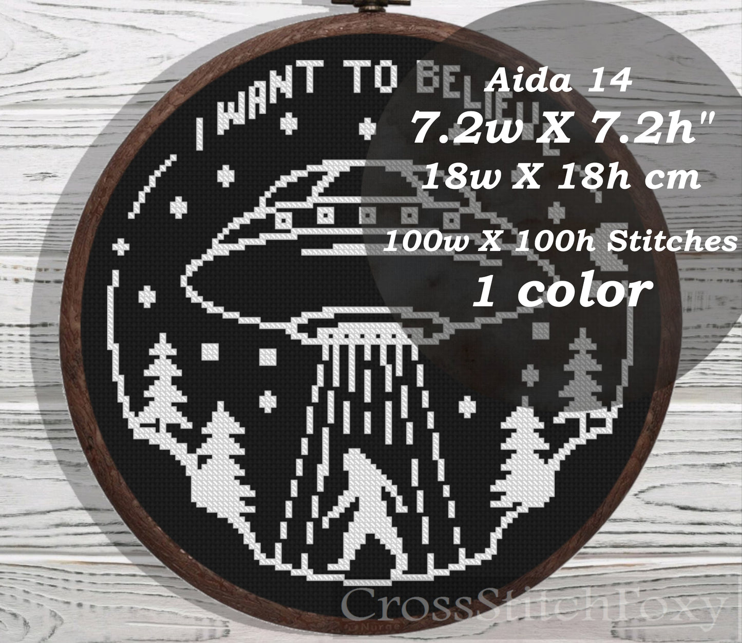 I Want To Believe Bigfoot cross stitch pattern