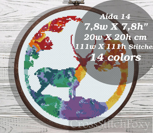 Watercolor Antelope cross stitch pattern