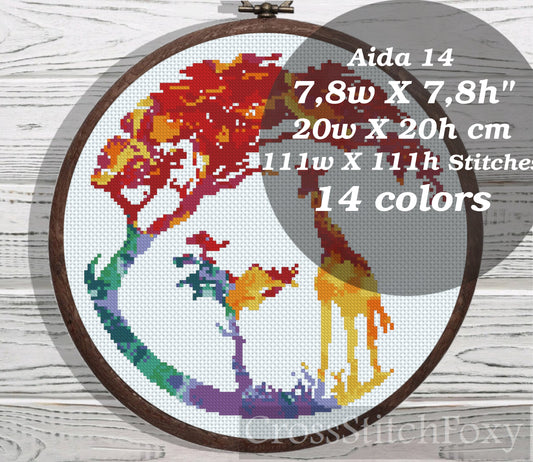 Watercolor Giraffe cross stitch pattern