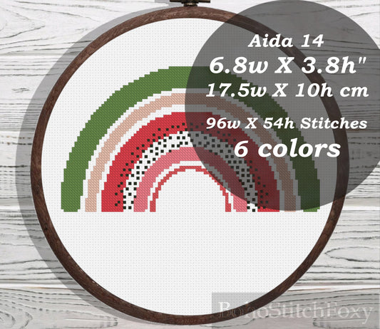 Watermelon rainbow cross stitch pattern