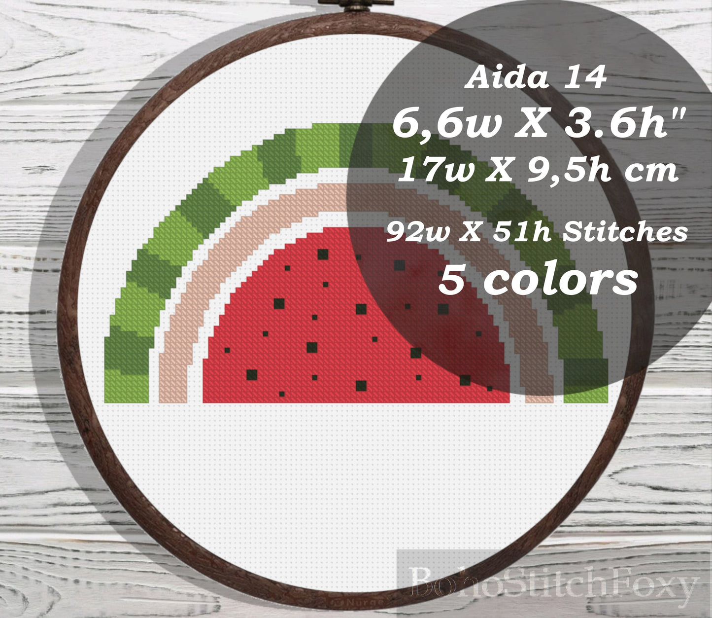 Watermelon summer rainbow cross stitch pattern