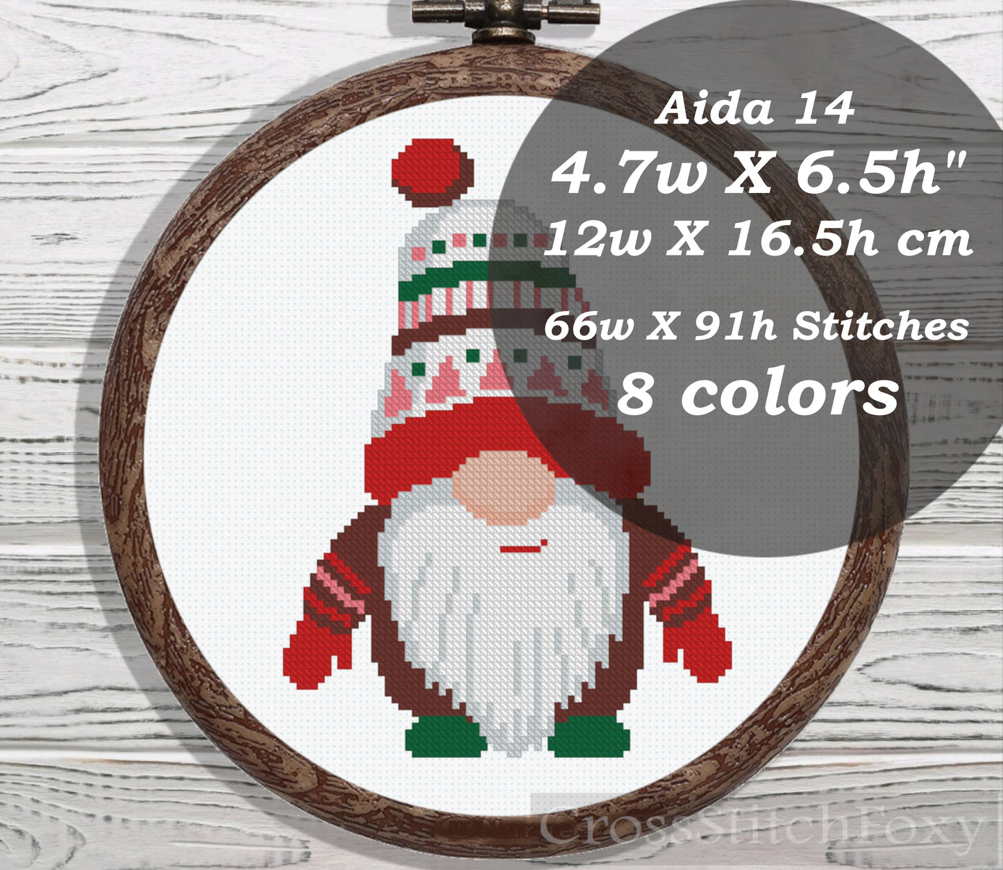Winter gnome cross stitch pattern