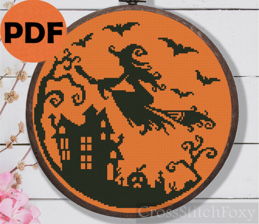 Witch Broom Cross Stitch Pattern