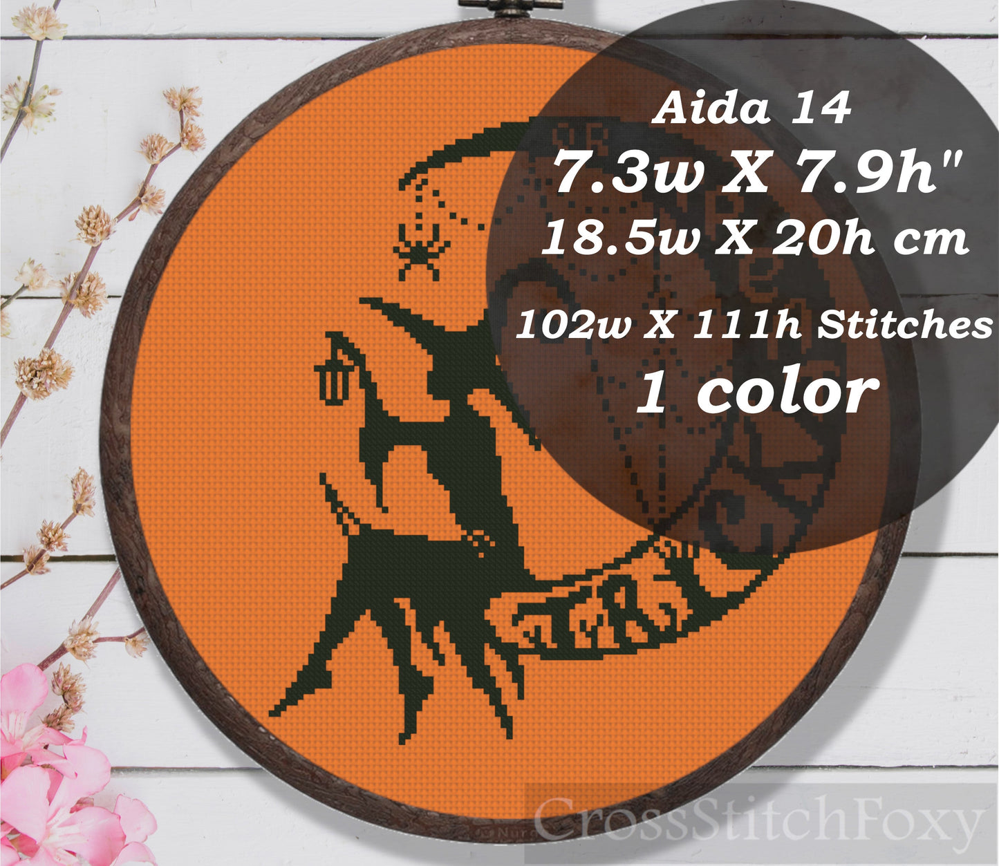Witch Moon Trick Treat Cross Stitch Pattern