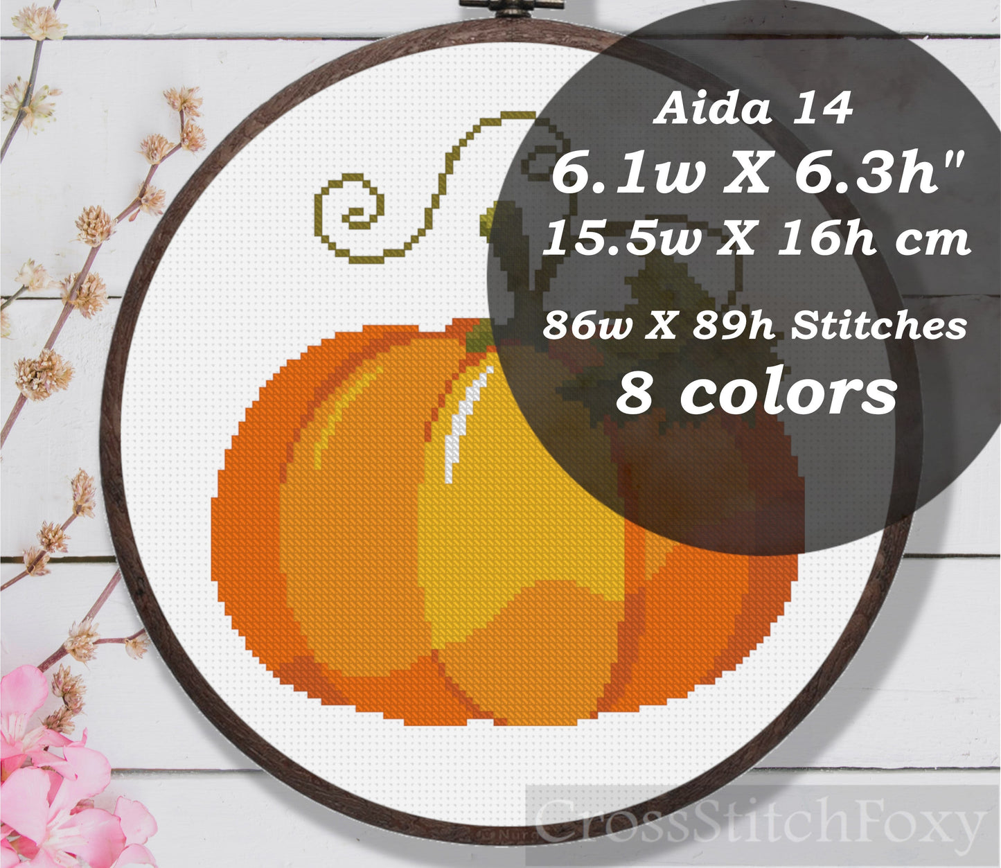 Yellow Pumpkin Cross Stitch Pattern