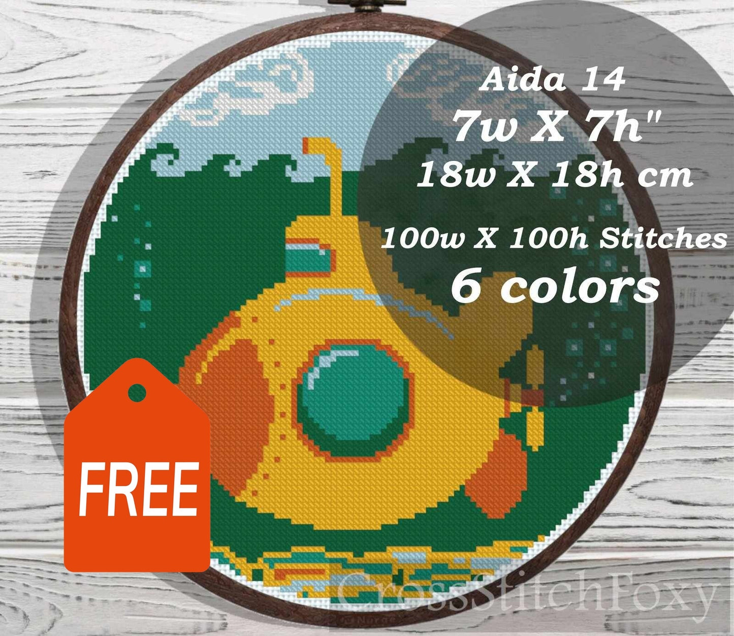 Yellow Submarine cross stitch pattern