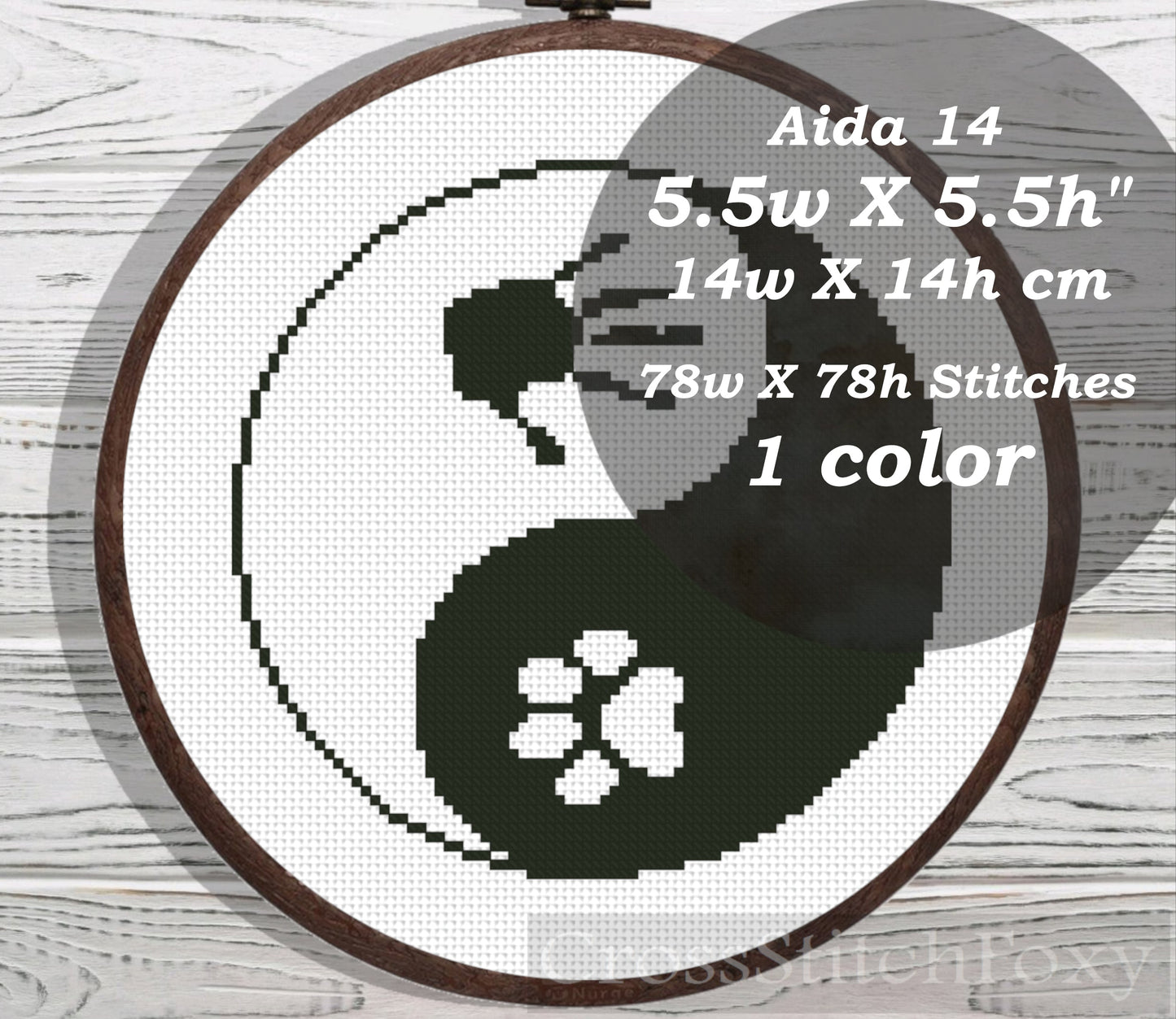 Ying Yang Paw cross stitch pattern