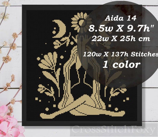 Yoga woman cross stitch pattern