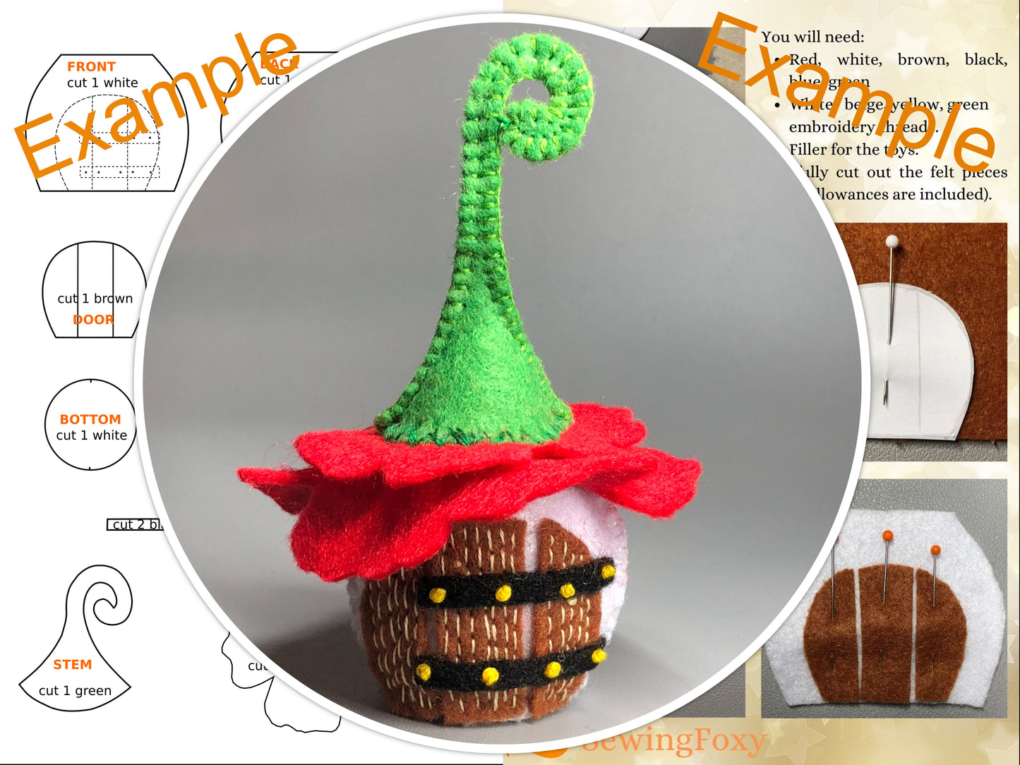 Fairy flower house toy sewing pattern
