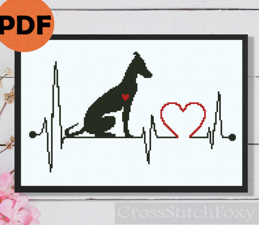 Greyhound cross stitch pattern