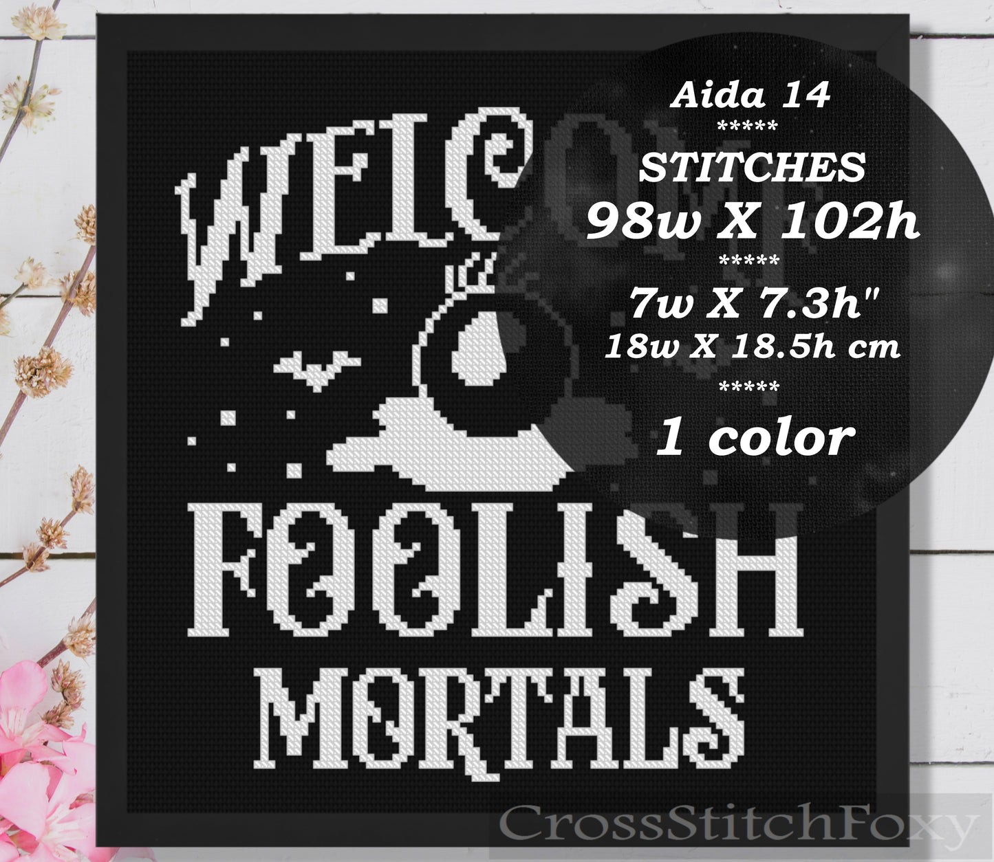 Welcome Foolish Mortals cross stitch pattern
