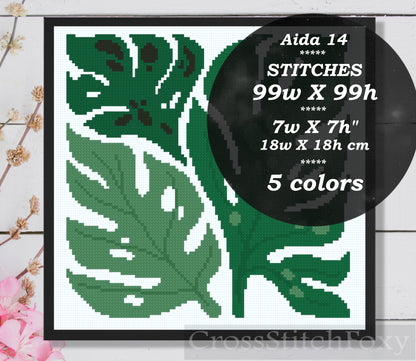 Abstract Plant Cross Stitch Pattern