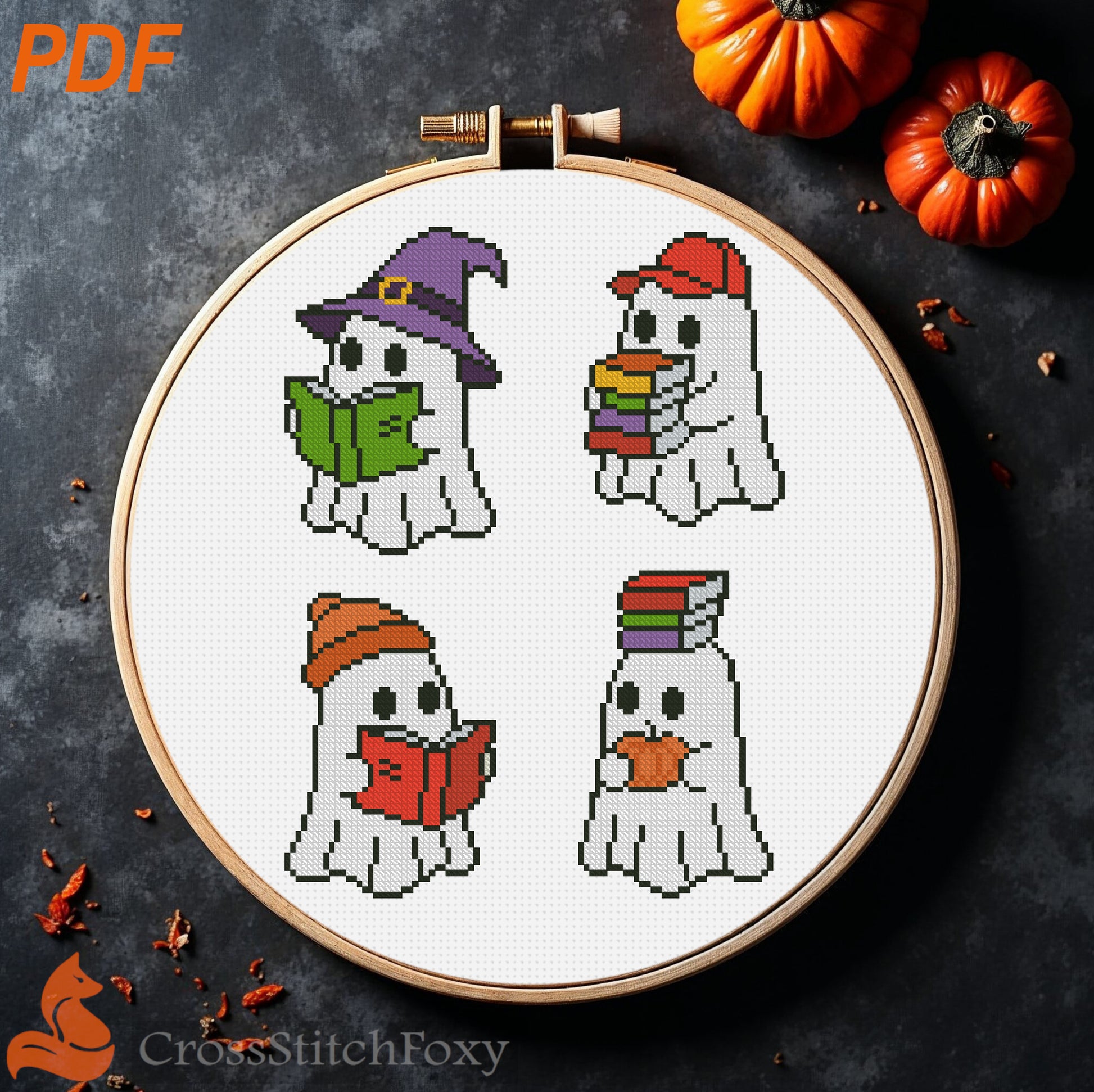 Book Ghost Cross Stitch Pattern