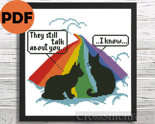 Cats Rainbow Bridge cross stitch pattern