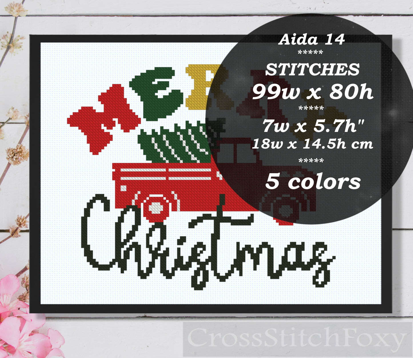 Christmas Truck cross stitch pattern