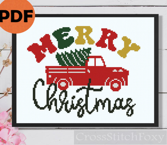 Christmas Truck cross stitch pattern