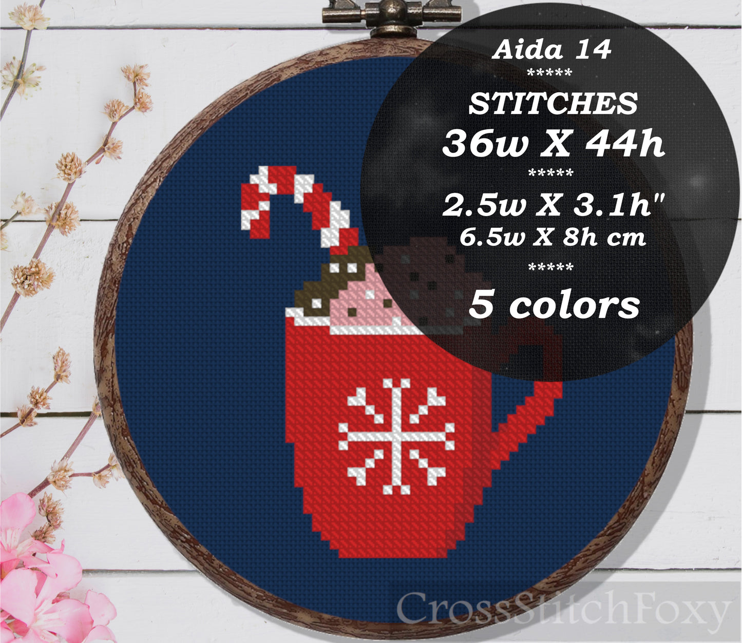 Christmas mugs cross stitch pattern