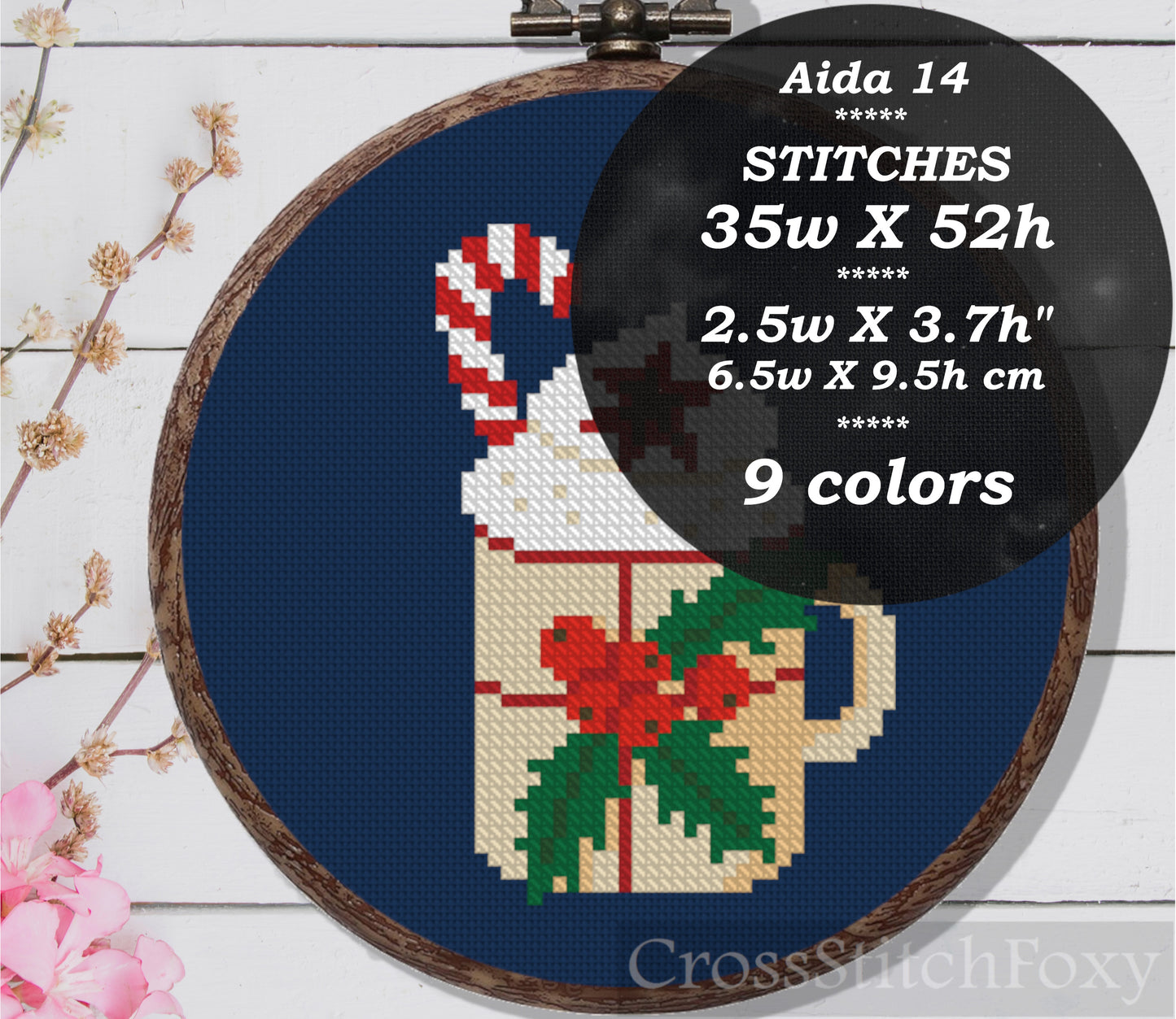 Christmas mugs cross stitch pattern