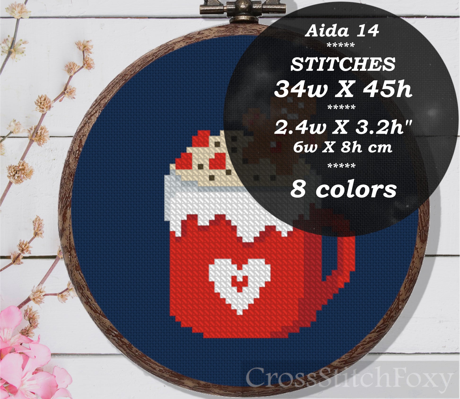 Christmas mugs cross stitch pattern