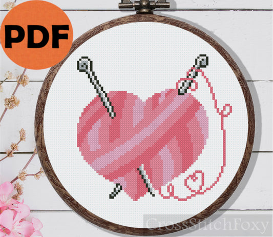Cross stitch pattern Yarn Heart