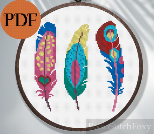 Feather cross stitch pattern