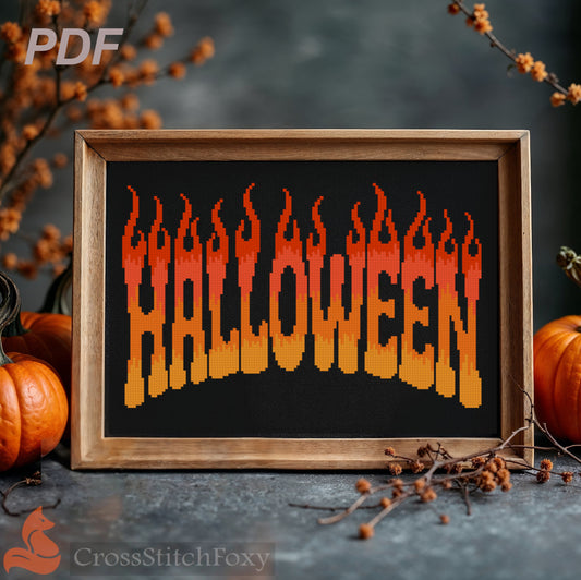 Fire Flame Halloween Cross Stitch Pattern