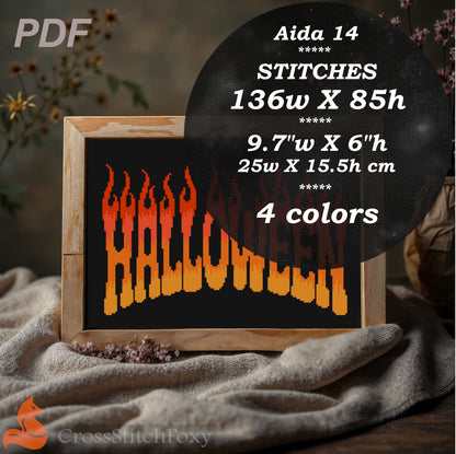 Fire Flame Halloween Cross Stitch Pattern