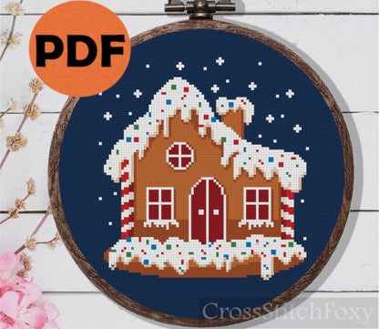 Gingerbread House Cross Stitch Pattern