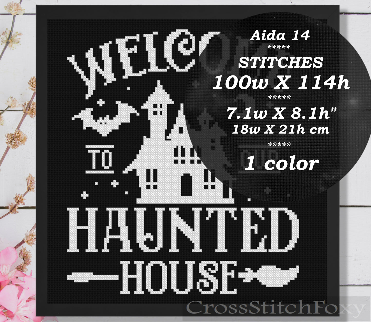 Halloween Welcome To Our Haunted House cross stitch pattern