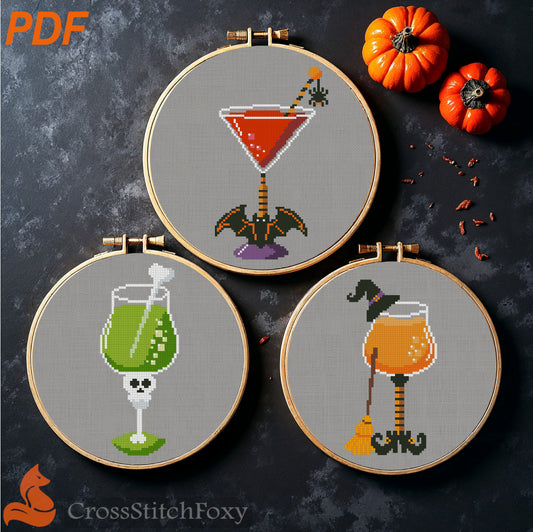 Halloween Witch Drink Cross Stitch Patterns