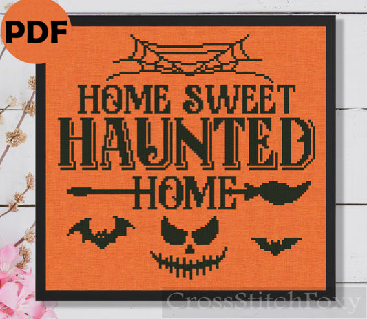 Home Sweet Haunted Home Halloween cross stitch pattern