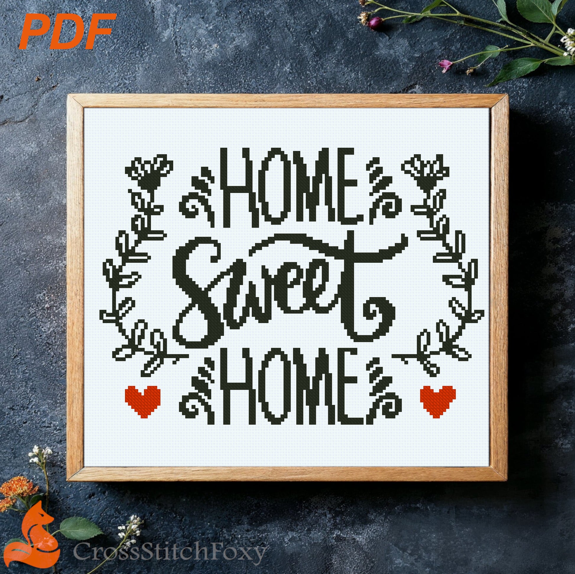 Home Sweet Home Cross Stitch Pattern PDF, Welcome Sign