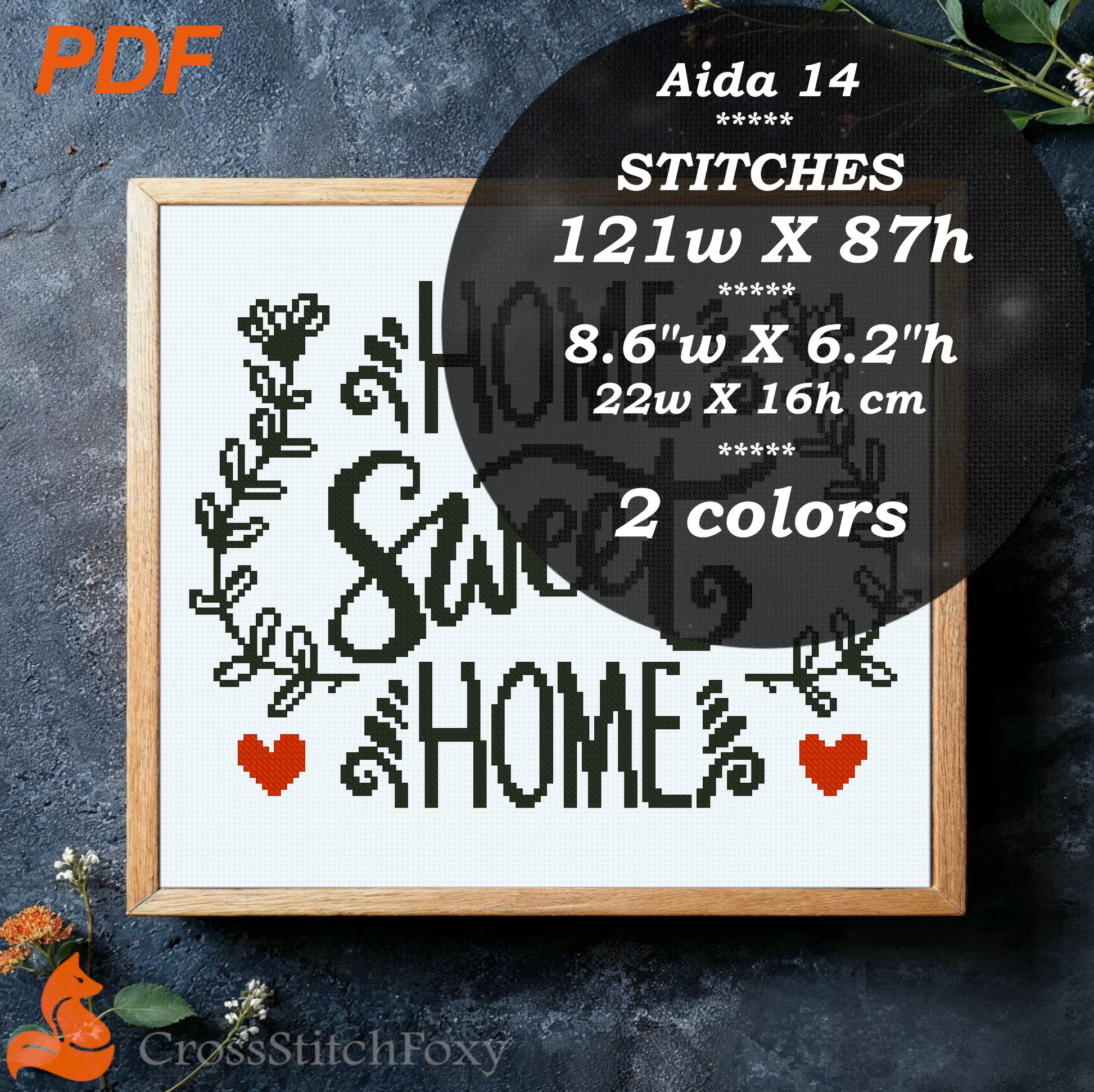 Home Sweet Home Cross Stitch Pattern PDF, Welcome Sign