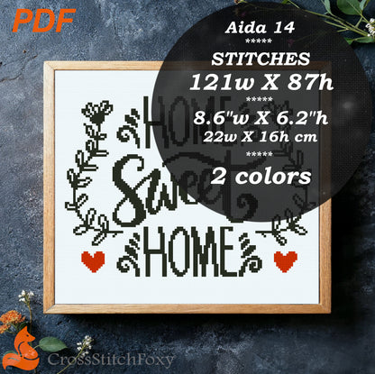 Home Sweet Home Cross Stitch Pattern PDF, Welcome Sign