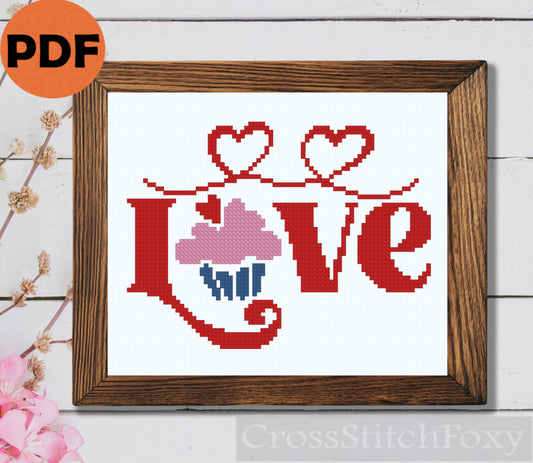 Love Lettering Cross Stitch Pattern